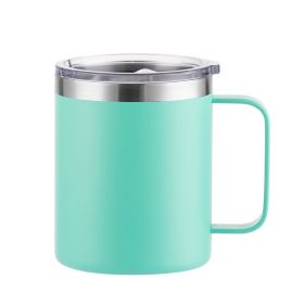 Simple Solid Color Stainless Steel Mug Cup Handle Cup (Option: Plastic Spray Mint Green-24oz)