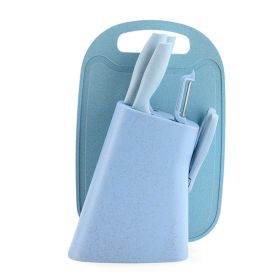 Color Straw Cutter With Cutting Board Suit (Option: Blue 7PCs)