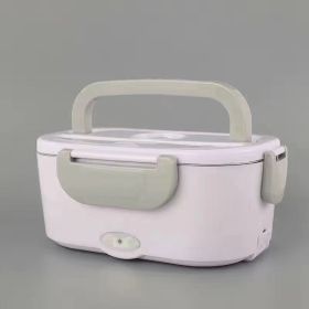 Insulated Lunch Box Large Capacity Heated Electric Lunch Box Stainless Steel Car Bento Box (Option: Silver Gray-American Standard)