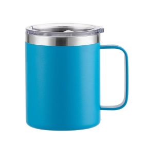 Simple Solid Color Stainless Steel Mug Cup Handle Cup (Option: Spray Plastic Sky Blue-24oz)